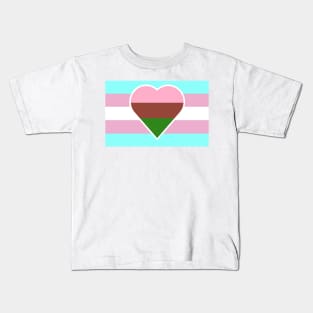 Transgender Pride Flag with Gynesexual/Gynephilic Heart Kids T-Shirt